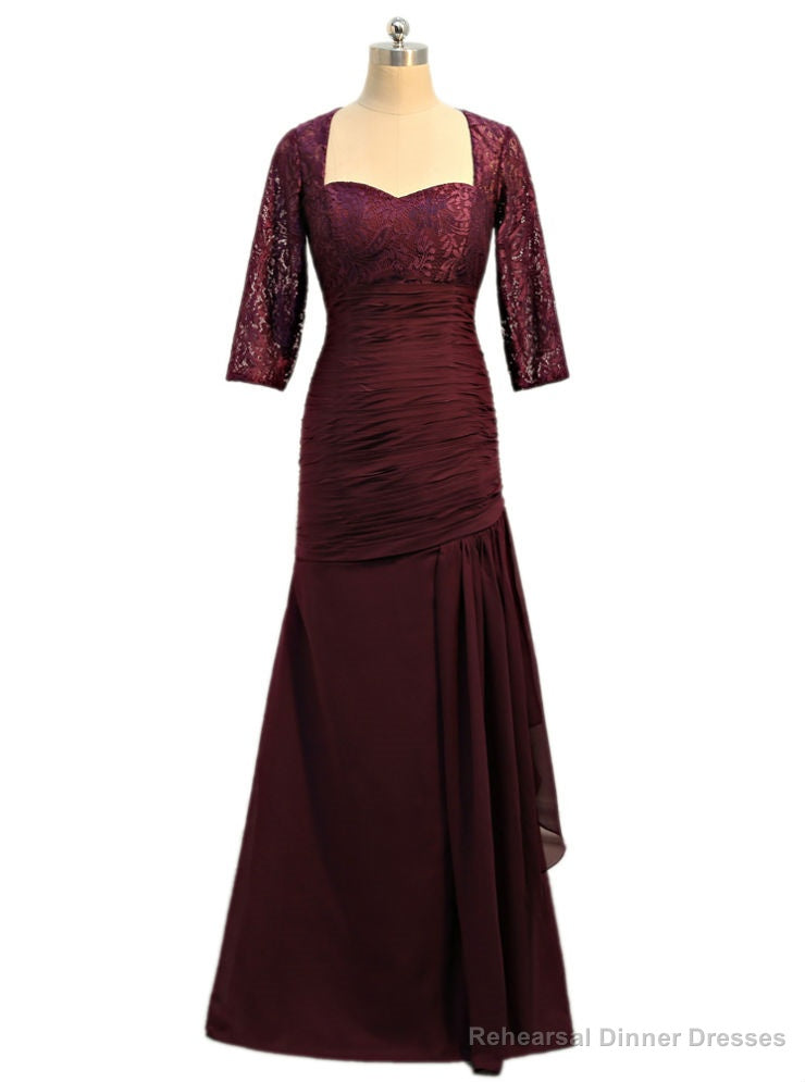 Purple Mermaid 3/4 Sleeves Chiffon Lace Mother Of The Bride Dresses Main image