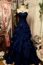 Purple Pink Blue Gradient Fashion Retro Elegant Delicate Floral Beads Sweet Elegant Long Tulle Floor Length Ball Gown Classy Evening Gown