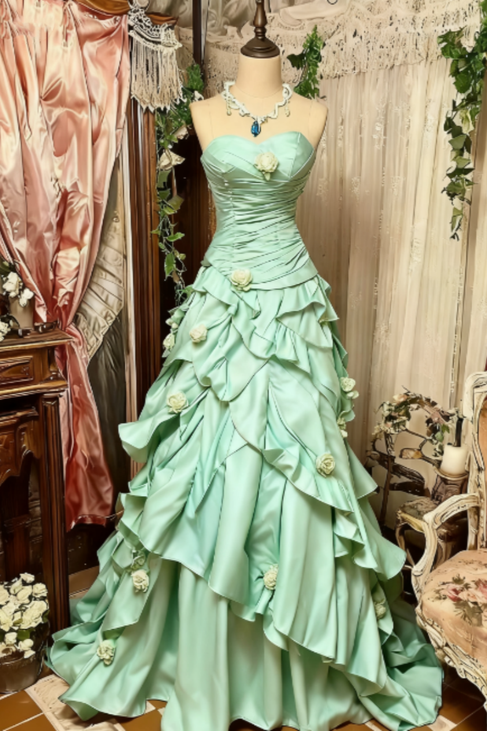 Purple Pink Blue Gradient Fashion Retro Elegant Delicate Floral Beads Sweet Elegant Long Tulle Floor Length Ball Gown Classy Evening Gown