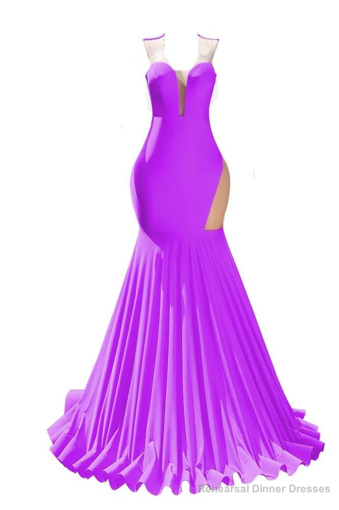 Purple Prom Dresses Sexy Mermaid Women Evening Dress Sleeveless Open Back Main image