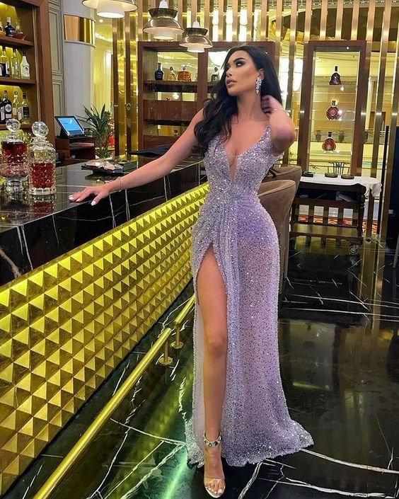 Purple Classy Prom Gown,Long Sequin Classy Prom Dress, Classy Prom Party Dress Main image