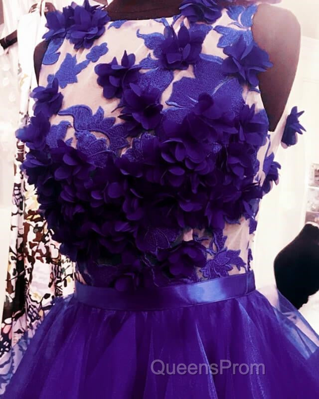 Purple Ruffles Homecoming Dress With 3D Flowers Secondary image