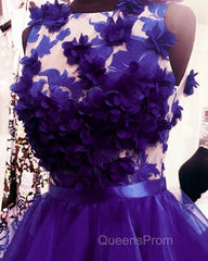 Purple Ruffles Homecoming Dress With 3D Flowers