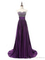 Purple Satin Beading Sweetheart Prom Dress