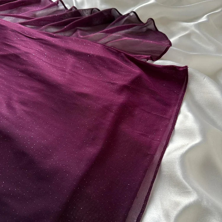 Purple Shiny Elegant Fashion Gradient Strap Long Tulle Ball Gown Classy Evening Dress