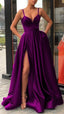 Neck Long Classy Prom Dress Purple Classy Evening Dress Satin Party Dress