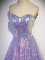 Purple Sweetheart Neck Long Evening Prom Dress Purple Evening Party Dress