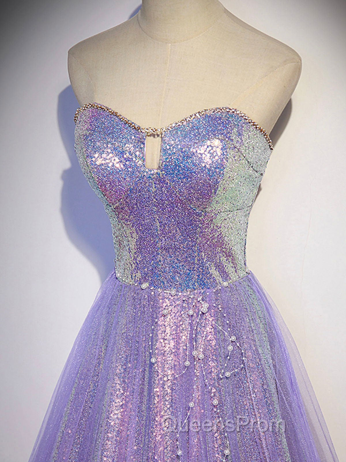 Purple Sweetheart Neck Long Evening Prom Dress Purple Evening Party Dress