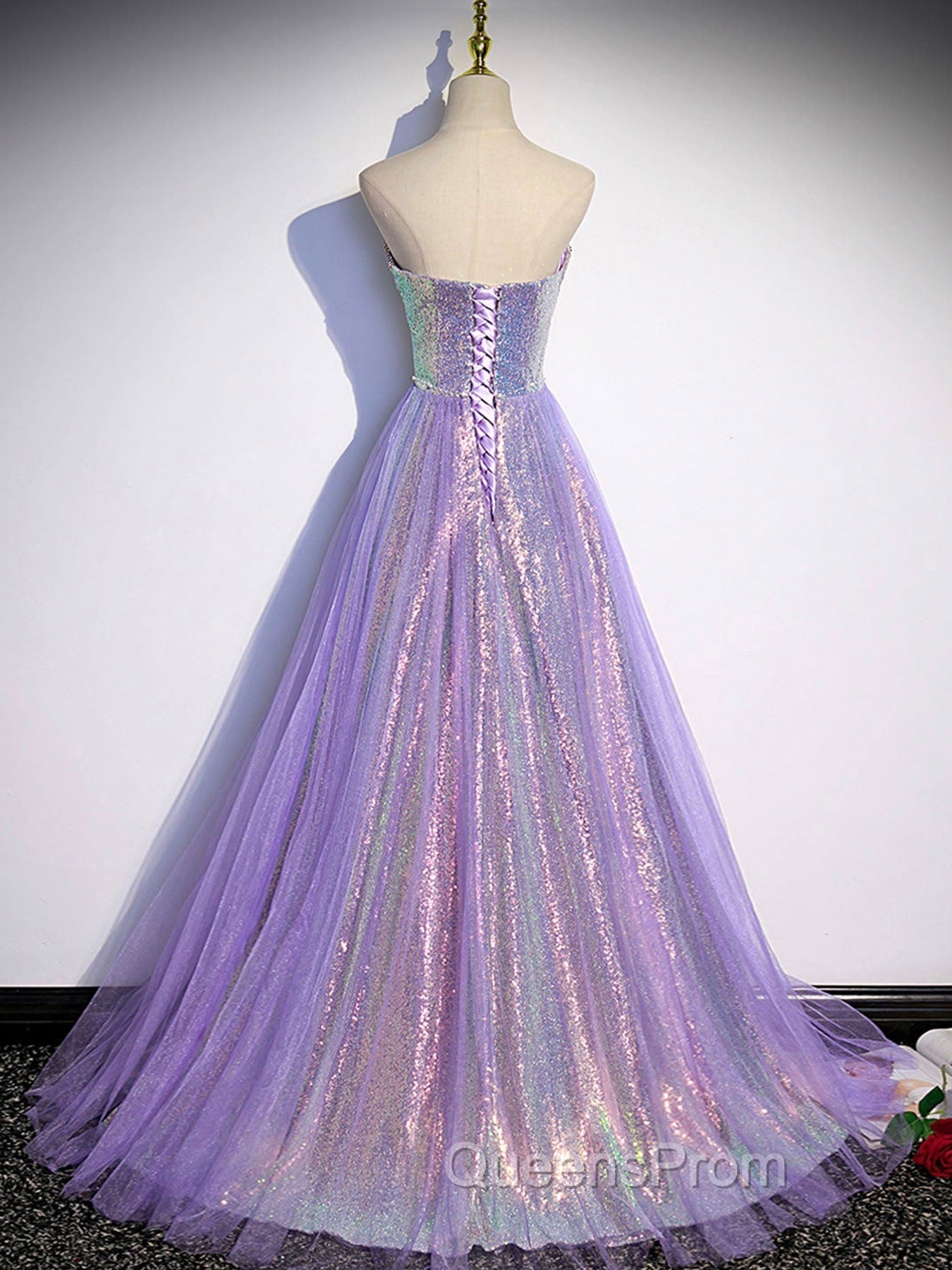 Purple Sweetheart Neck Long Evening Prom Dress Purple Evening Party Dress