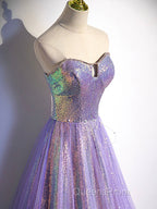 Purple Sweetheart Neck Long Evening Prom Dress Purple Evening Party Dress