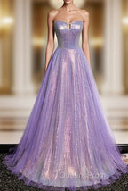 Purple Sweetheart Neck Long Evening Prom Dress Purple Evening Party Dress