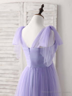 Purple Sweetheart Neck Tulle Long Prom Dress Purple Bridesmaid Dress