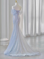 Purple’Å?Sweetheart Sequin Mermaid Gown-Fairytale Beaded Tulle Train Long Classy Prom Dress For Events
