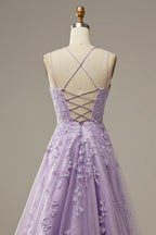 Purple Tulle Lace Long Classy Prom Dress Classy Dress