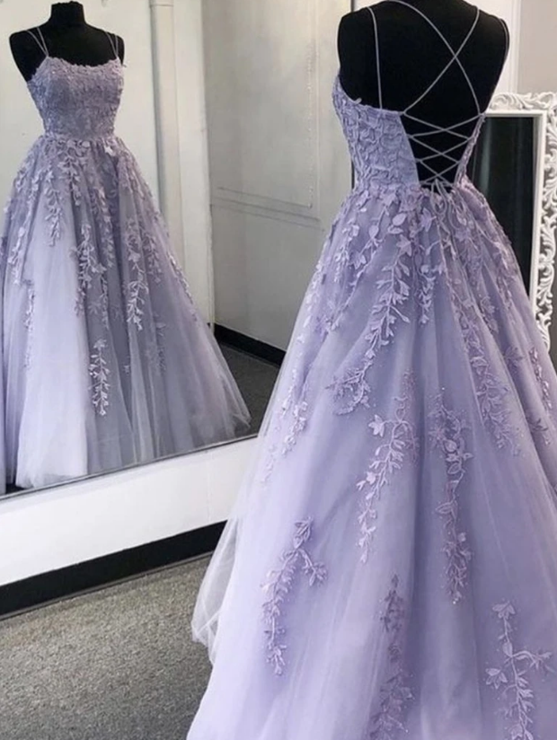 Purple Tulle Lace Long Classy Prom Dress Classy Dress
