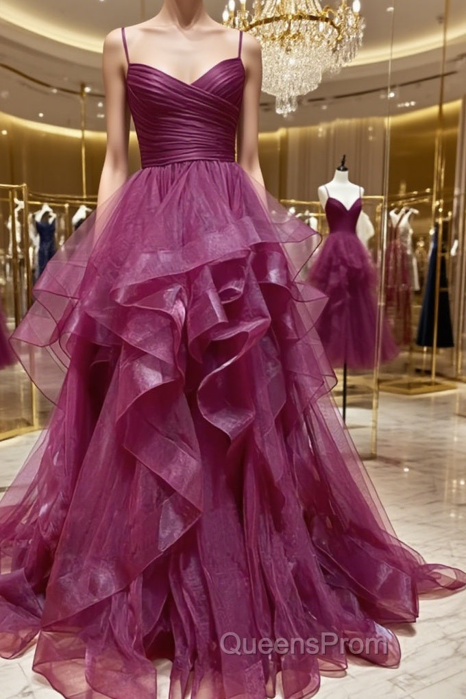 Purple Tulle Long Evening Prom Dress, Purple Tulle Long Formal Evening Dress Main image