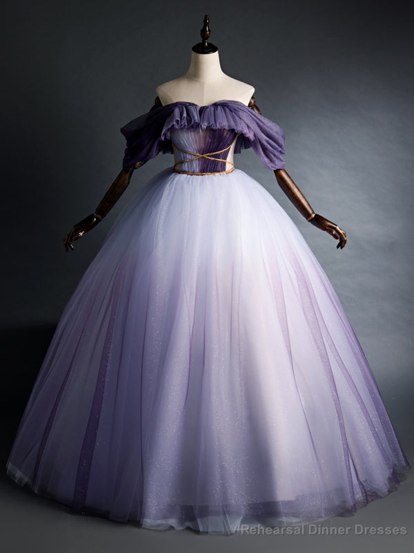 Purple Tulle Pleats Off the Shoulder Beading Quinceanera Dress Main image