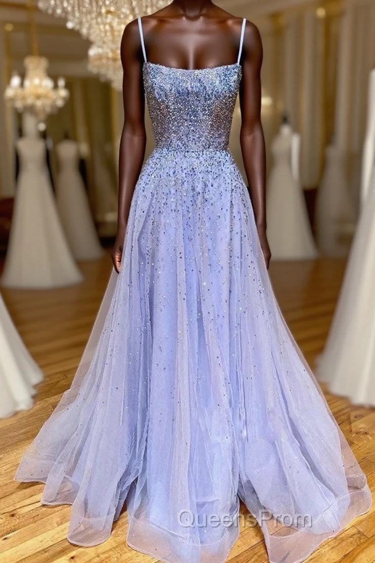 Purple tulle sequin long Evening Prom Dress tulle formal Dress Main image