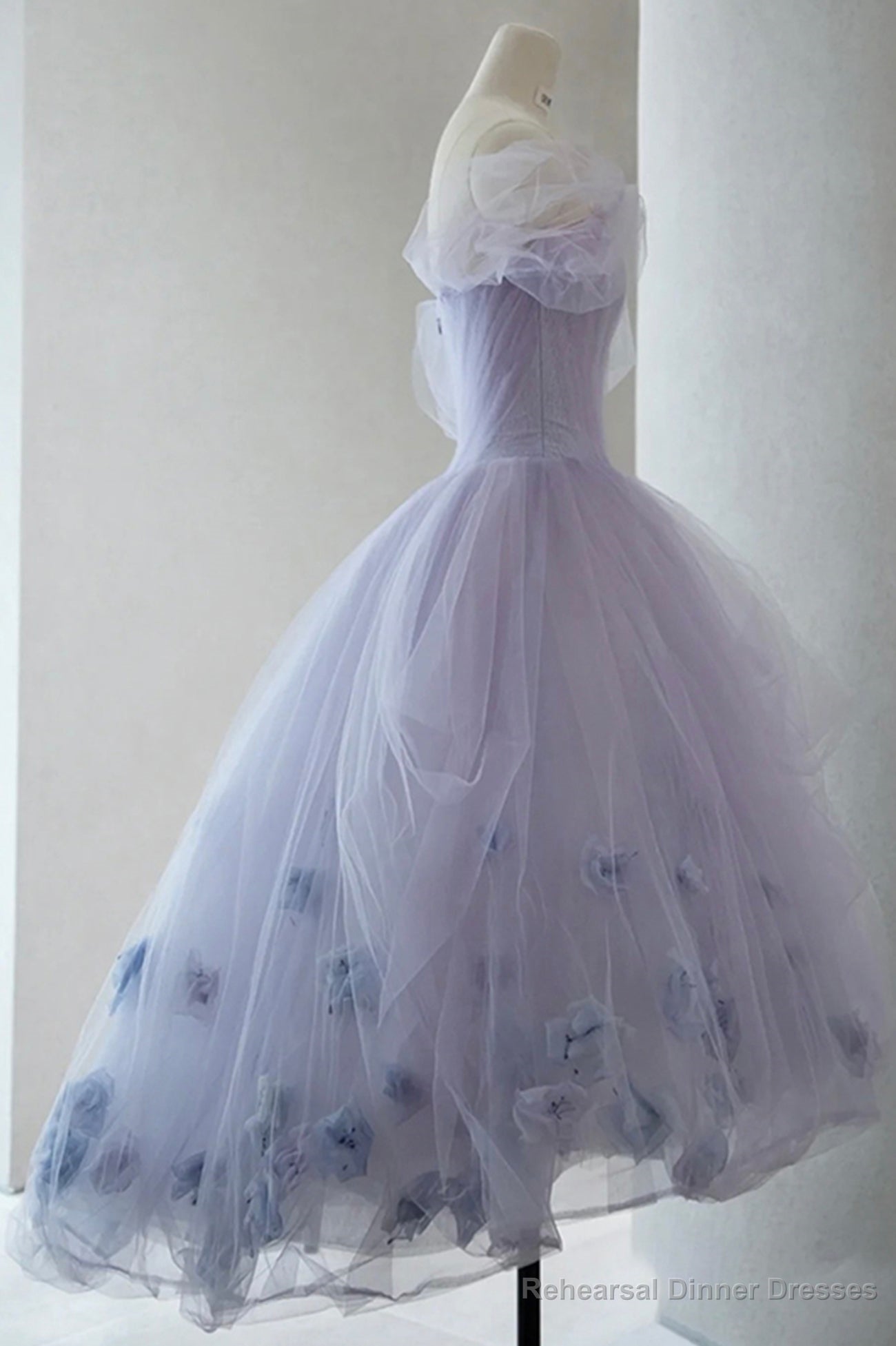 Purple Tulle Short A-Line Prom Dress, Cute Off the Shoulder Party Dress Main image