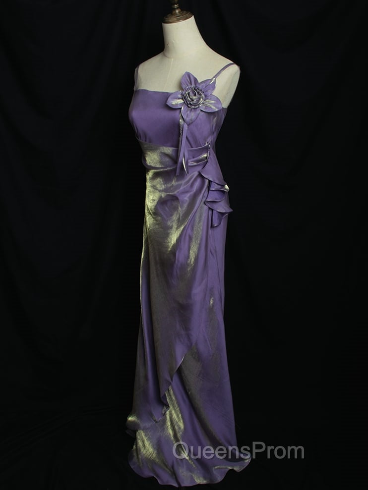 Purple Vintage Floral Embellished Sheath Gown Evening Dress Secondary image