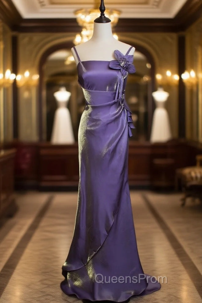Purple Vintage Floral Embellished Sheath Gown Evening Dress Main image