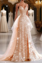 A-Line Evening Prom Dress Sparkle & Shine Dress Wedding Guest Sweet 16 Floor Length Sleeveless Sweetheart Tulle with Sequin Masquerade Dress