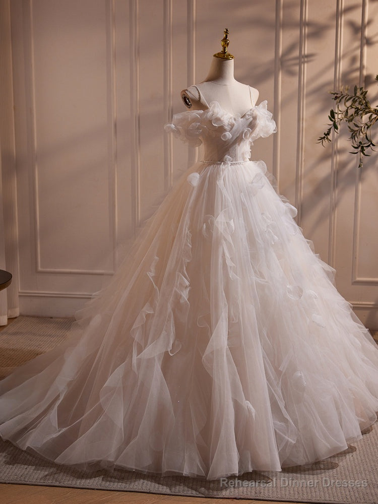 Quinceanera Dress A-Line Off Shoulder White Long Prom Dress White Long Tulle Sweet Dress