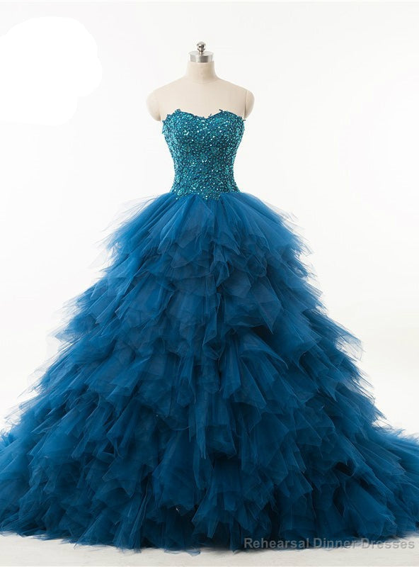 Quinceanera Dress Ball Gown Ruffles Organza Crystals Wedding Dress Main image