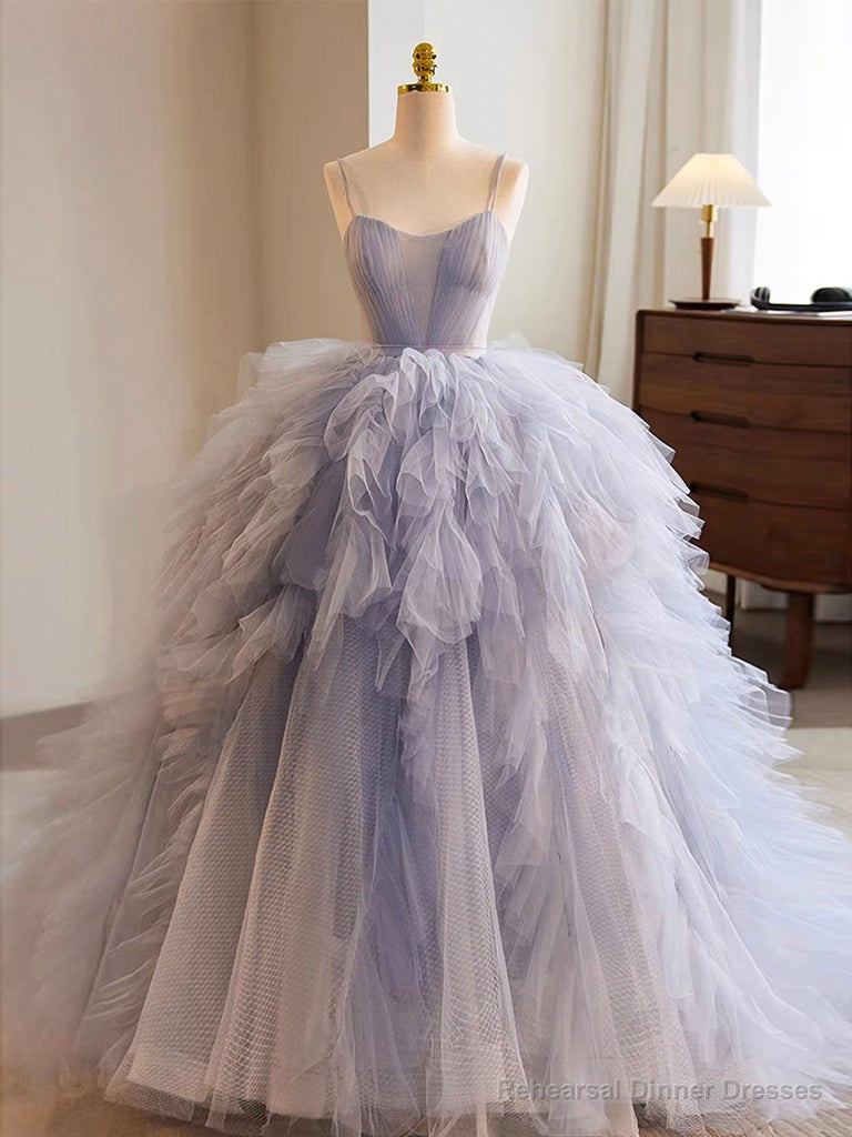 Quinceanera Dress Blue Tulle Long Prom Gown Blue Tulle Long Sweet Dress Main image