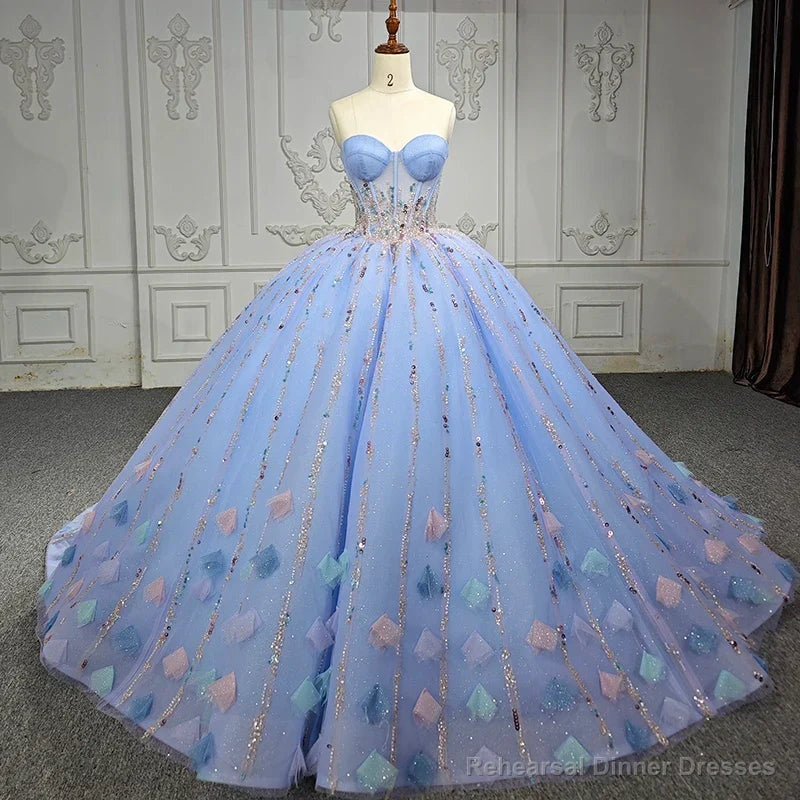 Quinceanera Dress Chic Strapless Sweep Train Evening Dresses Sweetheart Lace Up Prom Dresses Secondary image