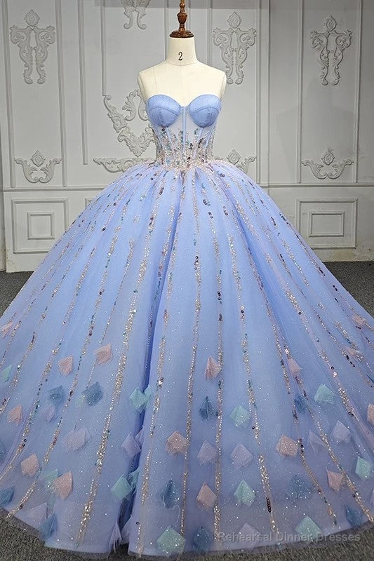 Quinceanera Dress Chic Strapless Sweep Train Evening Dresses Sweetheart Lace Up Prom Dresses Main image