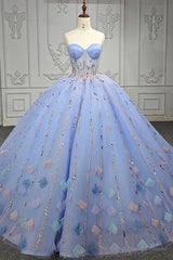Quinceanera Dress Chic Strapless Sweep Train Evening Dresses Sweetheart Lace Up Prom Dresses