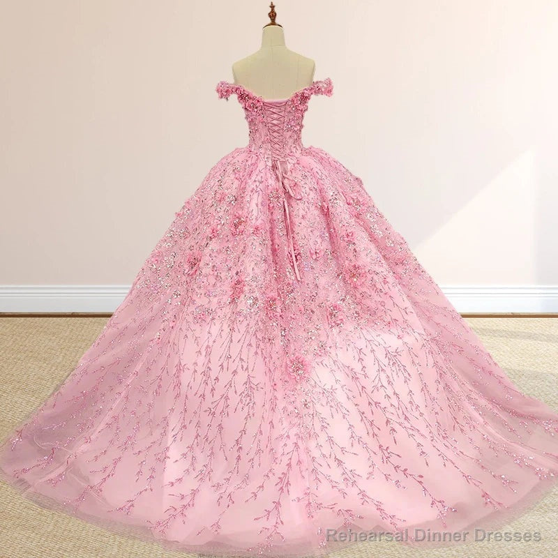 Quinceanera Dress Luxury Ball Gown Appliques Off the Shoulder Sweet Dresses Beading
