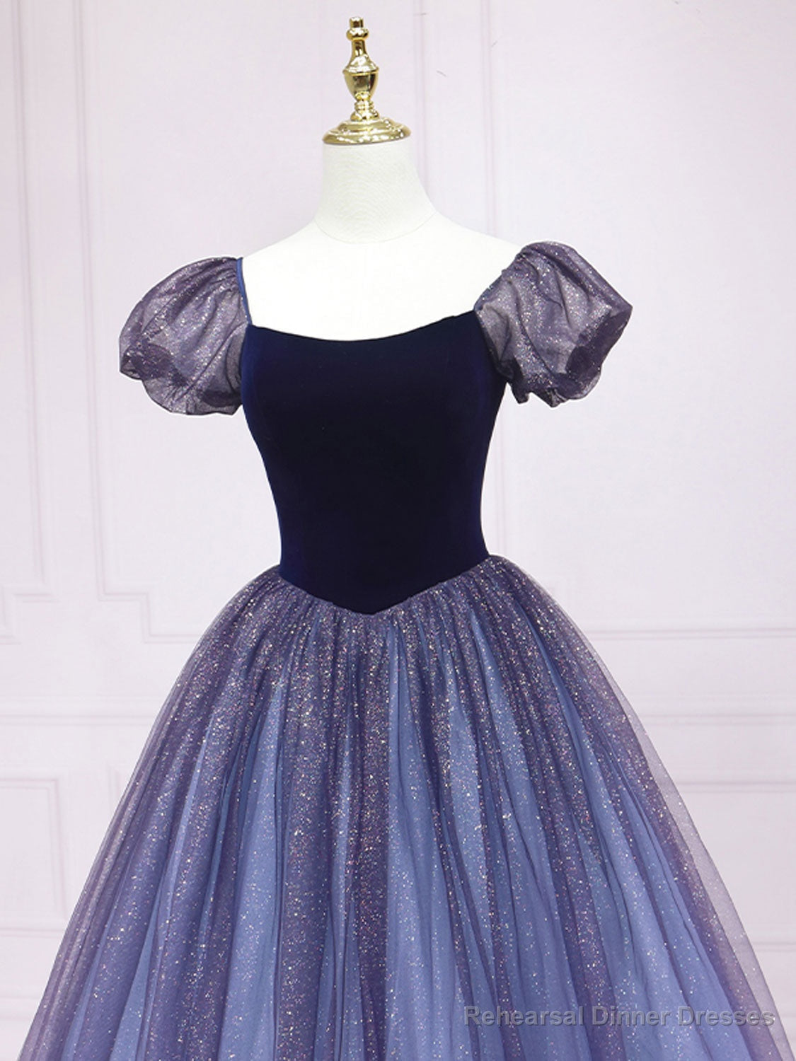 Quinceanera Dress Purple Tulle Long Prom Dresses Shiny Purple Tulle Formal Gown Sweet Dress Secondary image