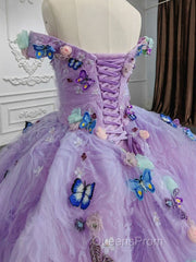 Quinceanera Dress Off the Shoulder Party Dress Sweetheart Neck Lavender Tulle Ball Gown