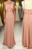 Straps Blush Pink Chiffon Straps Long Bridesmaid Dress