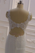 Real Long Vintage Lace Wedding Dress Mermaid Sleeveless Bridal Gowns