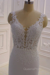 Real Long Vintage Lace Wedding Dress Mermaid Sleeveless Bridal Gowns