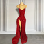 Real Sample Sexy High Slit Halter Sleeveless Sparkly Red Sequined Black Girls Long Classy Prom Dress