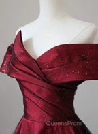 Red And Black Satin Party Dress Evening Prom Dress, A-Line Satin Evening Dress