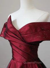 Red And Black Satin Party Dress Evening Prom Dress, A-Line Satin Evening Dress