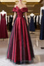 Red And Black Satin Party Dress Evening Prom Dress, A-Line Satin Evening Dress