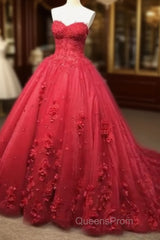 Red Lace Evening Prom Dress With Train
