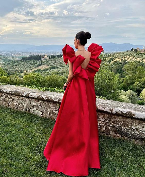 Red Long Classy Prom Dress, Long Classy Evening Party Gown