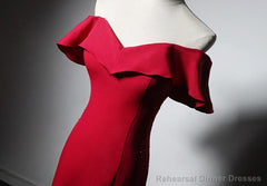 Red Mermaid Long Sweetheart Off Shoulder Party Dress Evening Dress, Red Formal Dresses