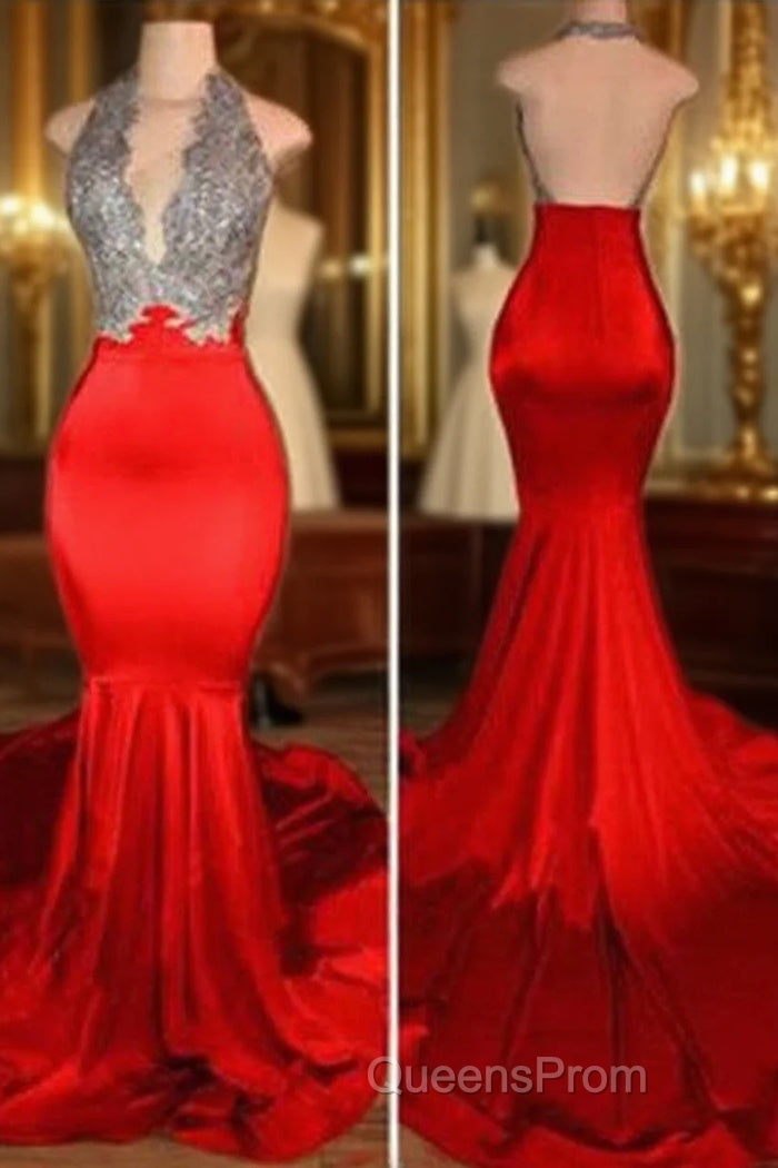 Red Mermaid Evening Prom Dress,Backless Evening Prom Dress,Evening Gowns,Formal Dress