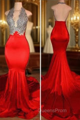 Red Mermaid Evening Prom Dress,Backless Evening Prom Dress,Evening Gowns,Formal Dress