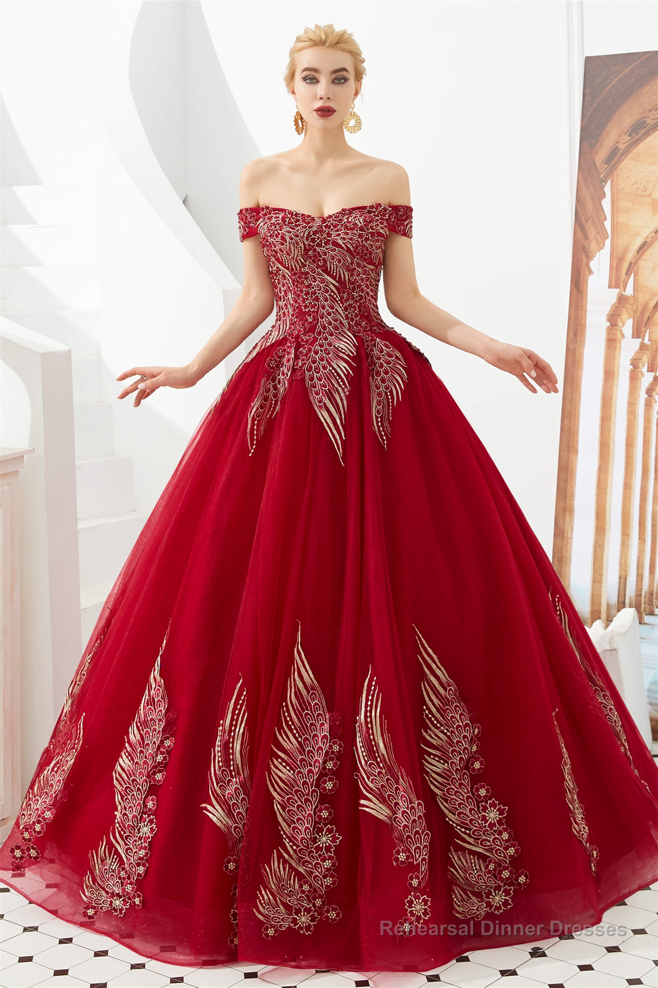 Off the Shoulder Sweetheart Applique A-line Floor Length Prom Dresses Main image