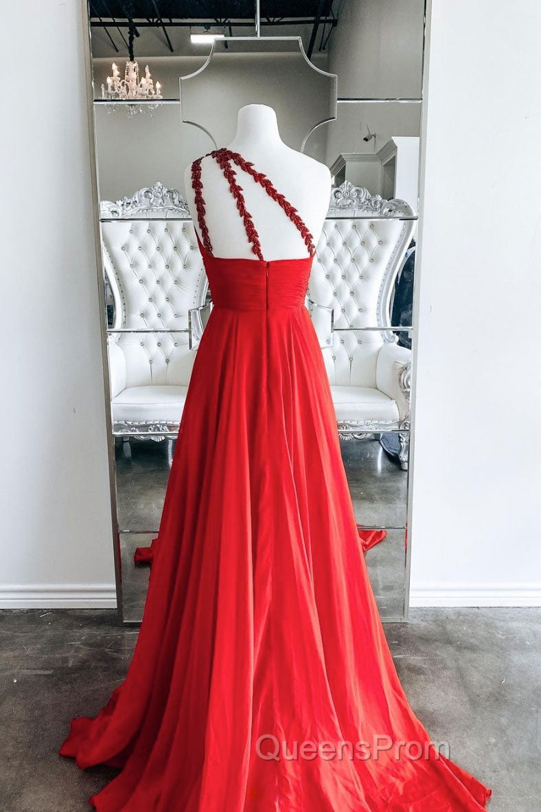 Red one shoulder long Evening Prom Dress red evening Dress Secondary image