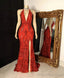 Red Prom Gown,Floor length Prom dress,mermaid gown